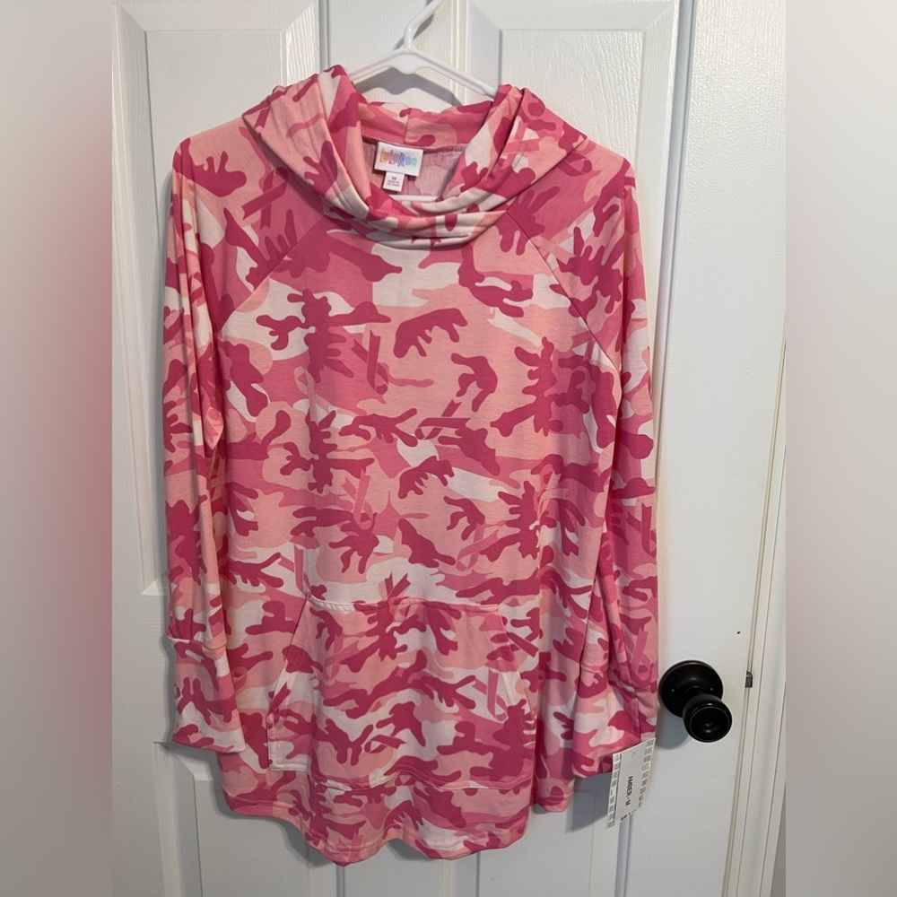LulaRoe camo Breast Cancer Amber hoodie
